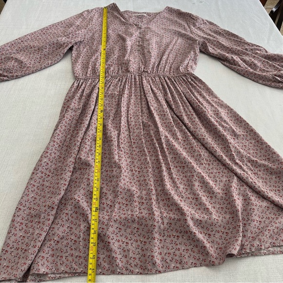 Uniqlo Ditsy Floral 3/4 Blouson Sleeve Midi Dress Size L - Picture 10 of 10